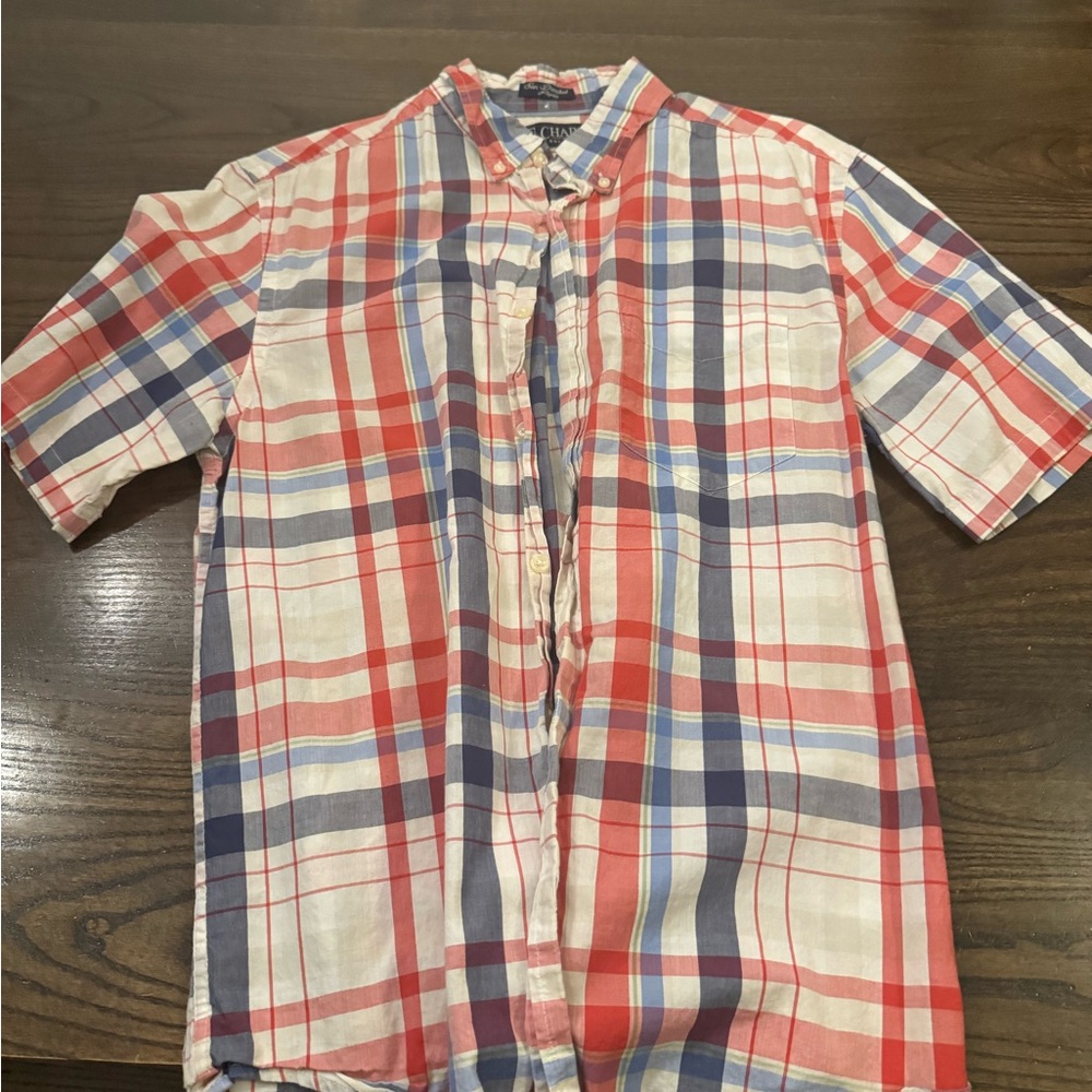 Chaps Red and Blue Casual Button Down Shirt